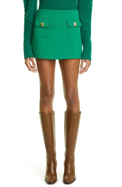 Zimmermann Celestial Pocket Wool Blend Mini Skirt In Green