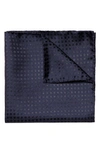 Eton Metallic Dot Silk Pocket Square In Navy