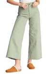 Billabong Free Fall Stretch Cotton Crop Wide Leg Pants In Army