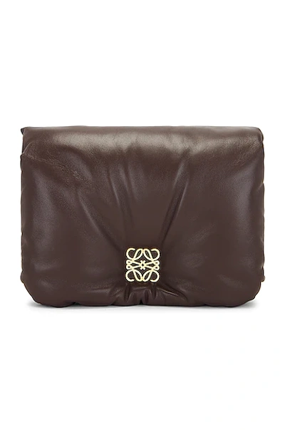 Loewe Puffer Goya Logo-embellished Leather Shoulder Bag In Dark Chocolate