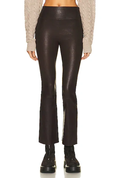Sprwmn High-waist Flare-leg Cropped Leather Leggings In Dark Chocolate
