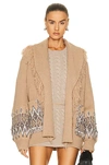 Jonathan Simkhai Jaiden Fair Isle Belted Shawl Cardigan In Brown