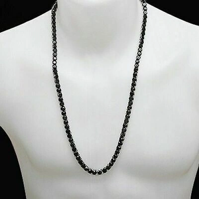 Pre-owned Precious Igl&i Certificed 30 Carat Black Diamond Men's Designer Chain Hip Hop Necklace