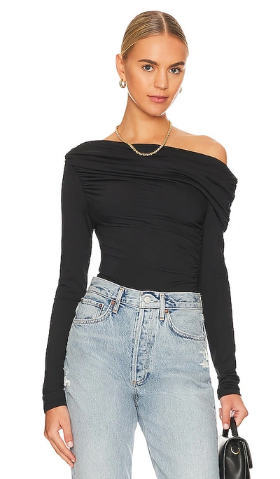 Agolde One-shoulder Knitted Bodysuit In Black