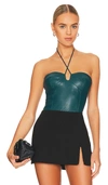 Amanda Uprichard Greca Bodysuit In Pine