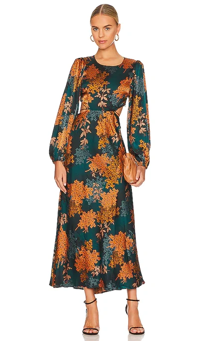 Astr Quinn Midi Dress In Green & Rust Floral | ModeSens