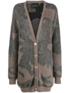 John Richmond Panelled Knit V-neck Cardigan In Brown