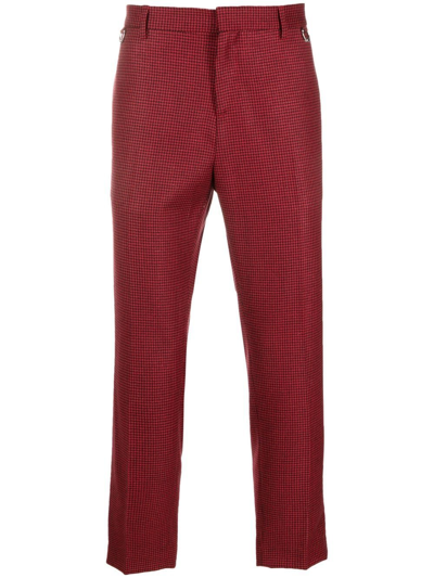 John Richmond Houndstooth Straight Leg Trousers In Red