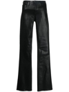 L Agence Selma Boot-cut Waxed Jeans In Schwarz