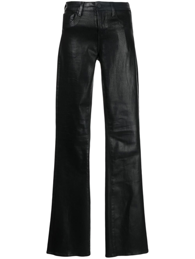 L Agence Selma Boot-cut Waxed Jeans In Schwarz