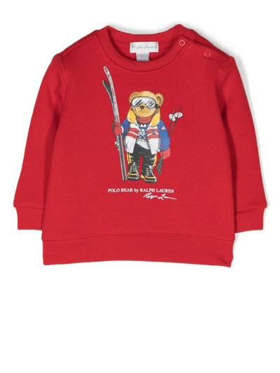 Ralph Lauren Babies' Graphic Teddy-motif Sweatshirt In Rot