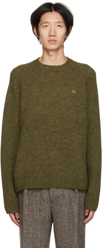 Acne Studios Khaki Crewneck Sweater In Byi Dark Olive