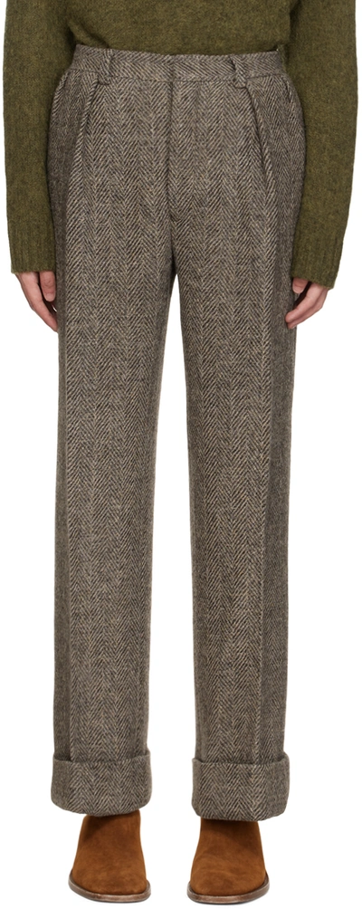 Acne Studios Tailored Wool Linen Trousers In Grey
