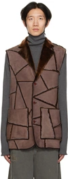 Acne Studios Purple Patchwork Shearling Vest In Bnl Purple/multi