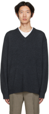 ACNE STUDIOS GRAY V-NECK SWEATER