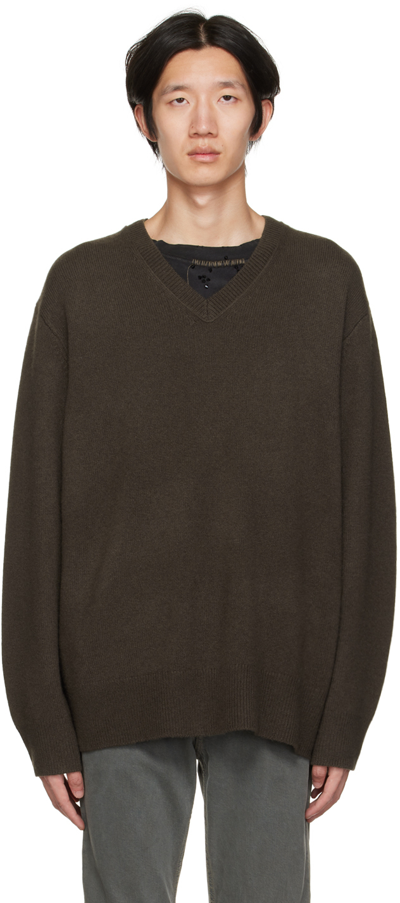 Acne Studios V-neck Sweater Dusty Brown In Adp Coffee Brown