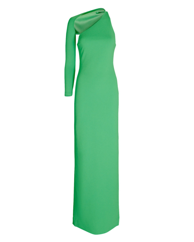 Solace London Saren One-shoulder Crepe Maxi Dress In Green