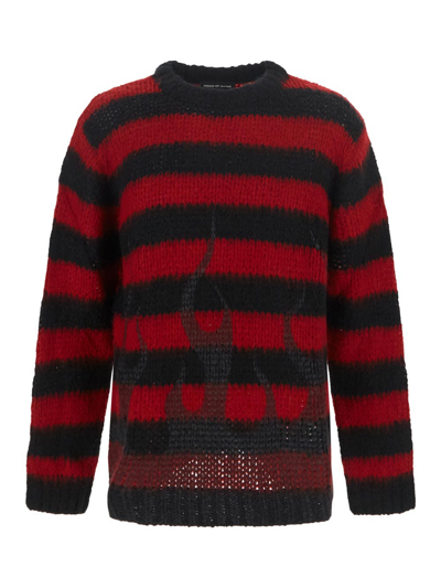 Vision Of Super Flame Stripe-pattern Jumper In Red