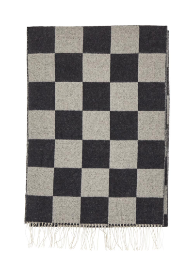 Amiri 双色格纹针织围巾 In <p> Black And Grey Scarf In Cashmere