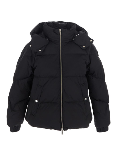 Woolrich Alsea Crop Black Cropped Hooded Down Jacket