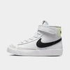 Nike Little Kids' Blazer Mid '77 Hook-and-loop Casual Shoes In White/black/barely Volt