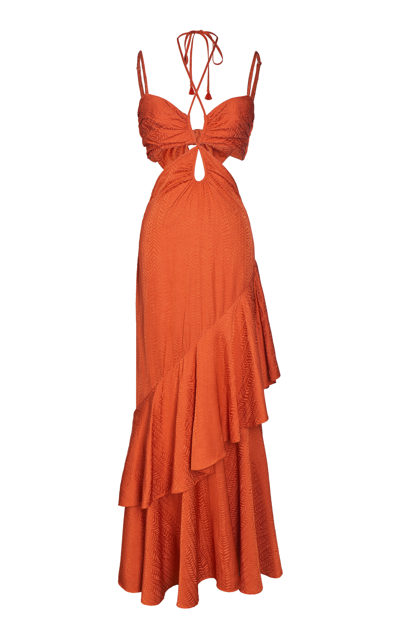 Johanna Ortiz Women's Precious Juniper Cut-out Halter Gown In Orange