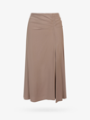 Semicouture Silk-blend High-waisted Midi-skirt In Beige