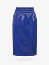 Tom Ford Thigh-slit Leather Pull-on Midi Skirt In Blue