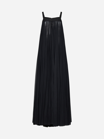 Dolce & Gabbana Open Front Pleated Tulle Gown In Black