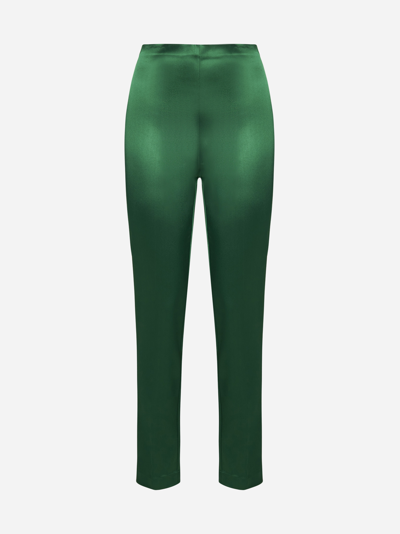 P.a.r.o.s.h Alix Satin Trousers In Bottle Green