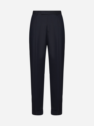 Pt Torino Quindici Uno Wool And Mohair Trousers In Navy | ModeSens