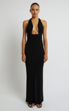 Christopher Esber Ribbed-knit Detachable-panel Maxi Dress In Black