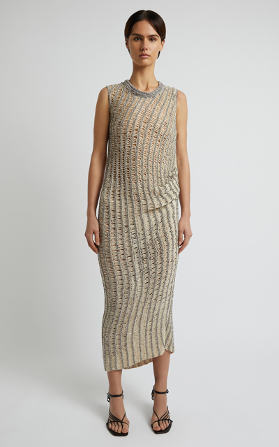 Christopher Esber Womens Crystal Embellished Crochet Midi Dress In Neutral Modesens 2966