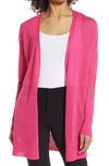 Halogen Side Slit Cardigan In Pink Magenta