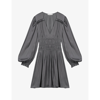 Maje Rianna Satin Mini Dress In Noir / Gris
