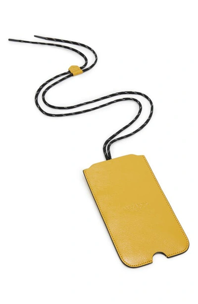 Allsaints Cybelle Leather Phone Holder On A Lanyard In Mustard