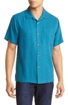 Tommy Bahama Tropic Isle Short Sleeve Button-up Silk Camp Shirt In Ink Blue