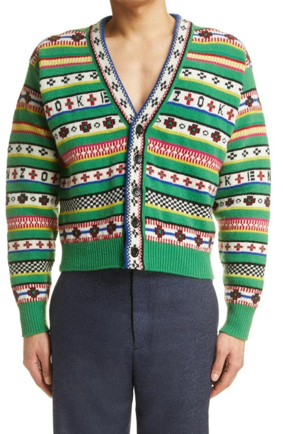Kenzo Fairisle Jacquard Wool-blend Cardigan In Multi