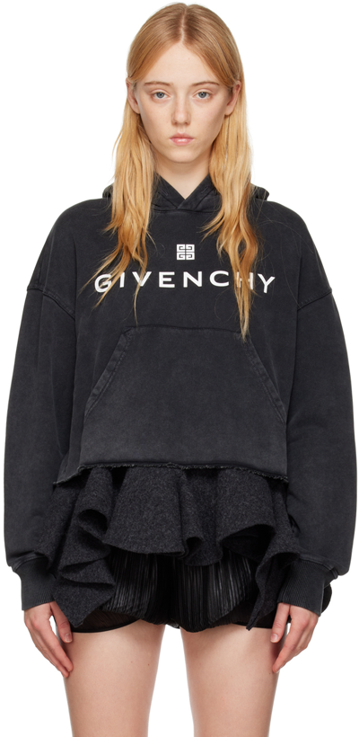 Givenchy Gray Print Hoodie In Black