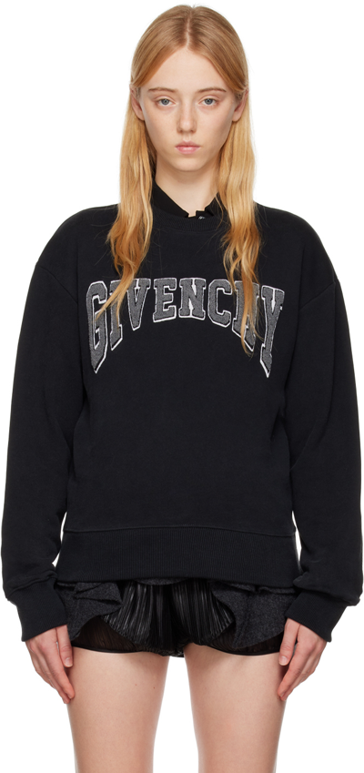 Givenchy Black Embroidered Sweatshirt In 001 Black