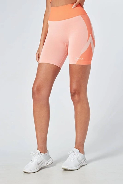 Twill Active Recycled Colour Block Body Fit Cycling Shorts In Orange