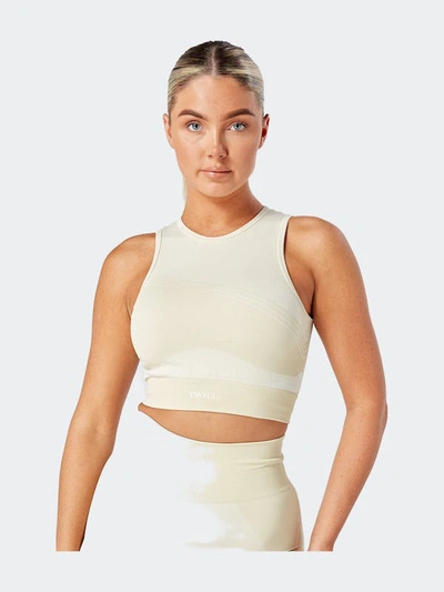 Twill Active Recycled Colour Block Body Fit Racer Crop Top In Natural