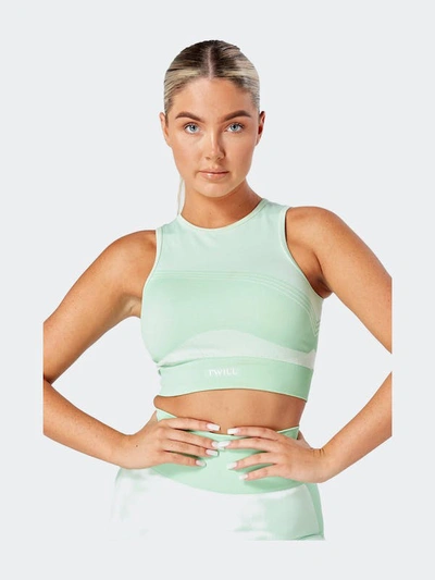 Twill Active Recycled Colour Block Racer Top In Green