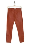 L Agence Margot Coated Crop High Waist Skinny Jeans In Rust Brown