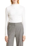 Veronica Beard Theresa Ruched Turtleneck In White