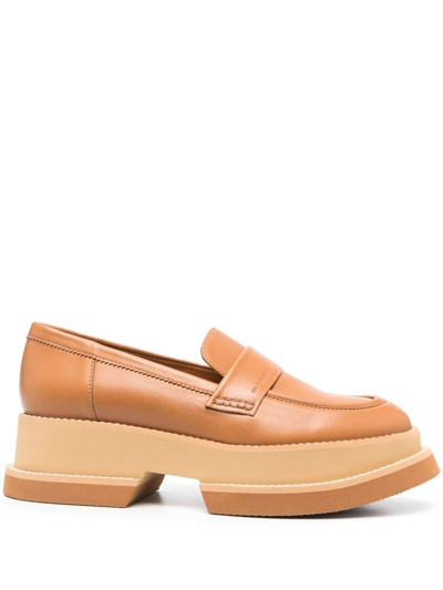 Clergerie Banel Chunky-sole Leather Loafers In Nude