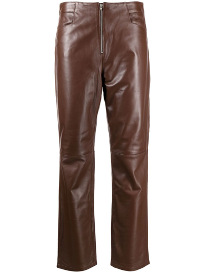 Wandler High-waist Lambskin Trousers In Brown