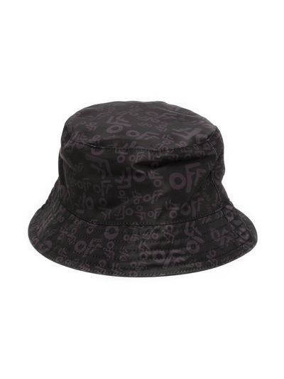 Off-white Kids' Logo-print Bucket Hat In Black
