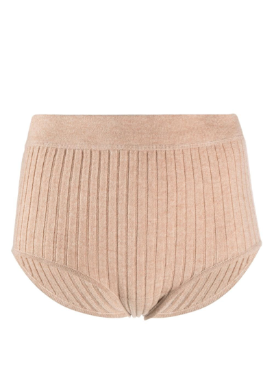 Eres Ribbed Knitted Lounge Shorts In Neutrals