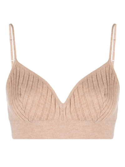 Eres Ribbed Knitted Bralette Top In Neutrals